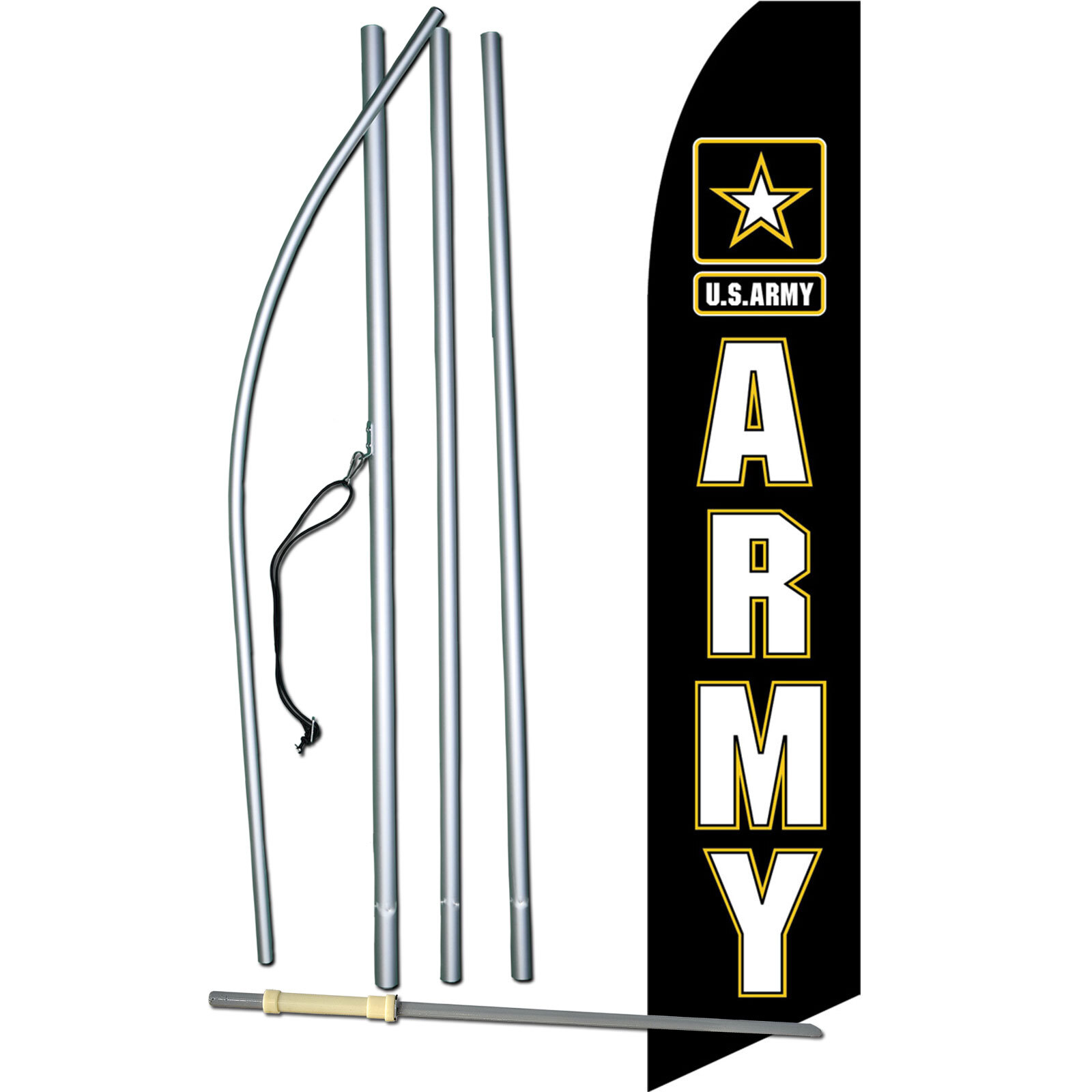 Army Flag with Flag Pole and Spike