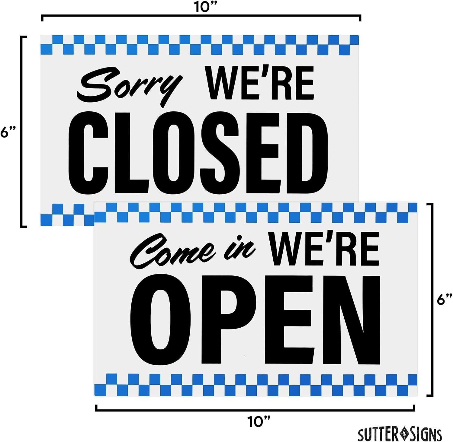 Open Closed Sign for Business, 10″ x 6″ Double Sided Plastic Sign with Twine,…