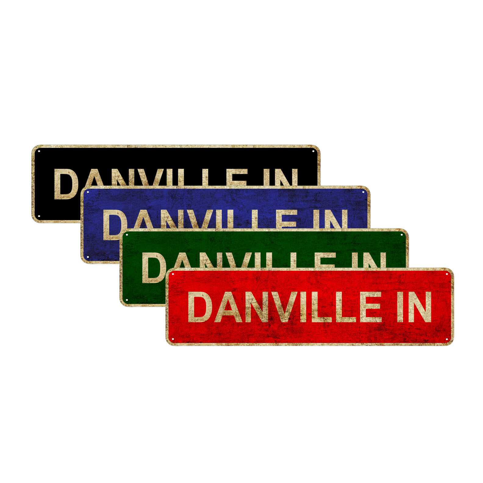 Danville Town in Indiana Vintage Sign For Street Décor US State Aluminum Sign