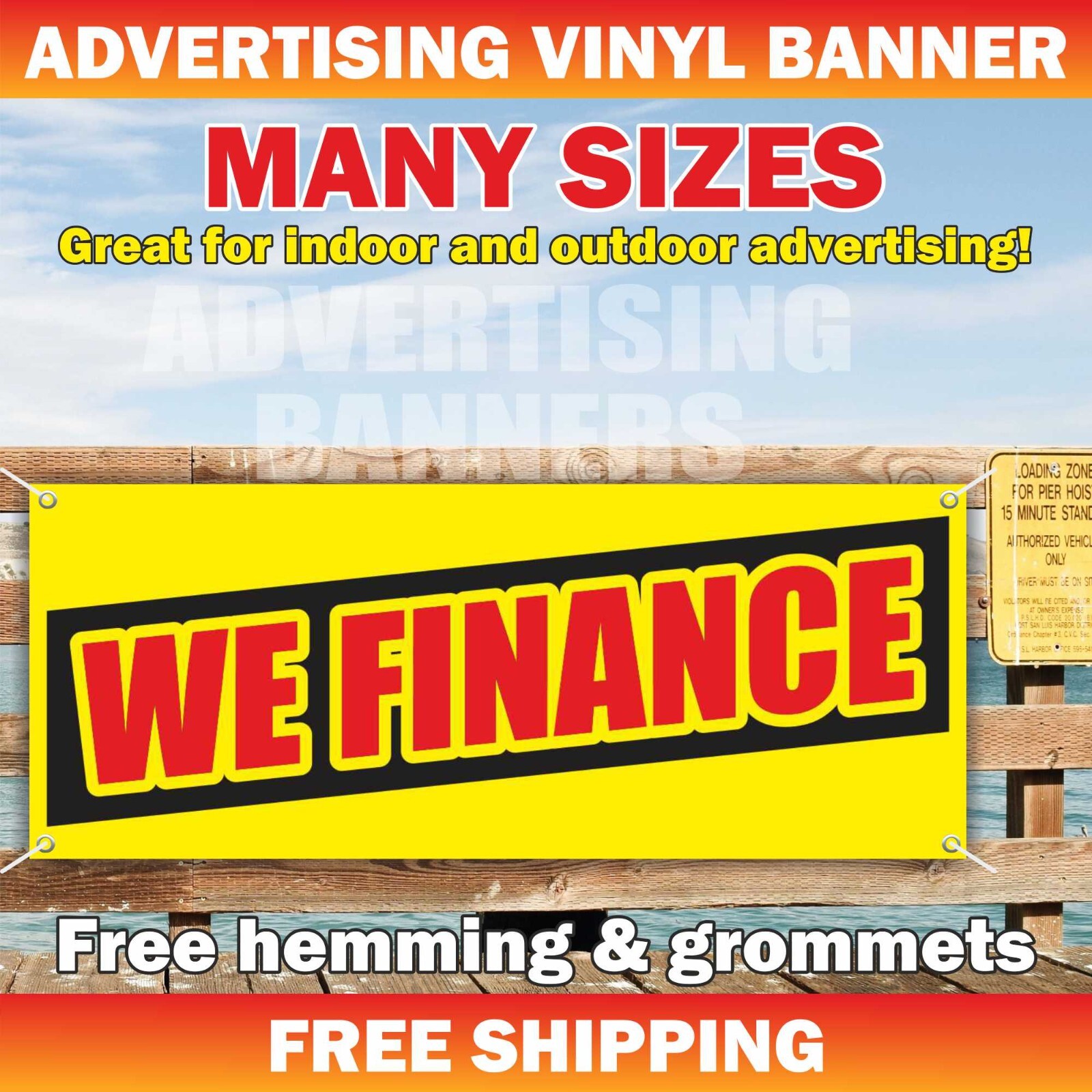 WE FINANCE Advertising Banner Vinyl Mesh Sign NO CREDIT NEEDED, Cash out, Loan