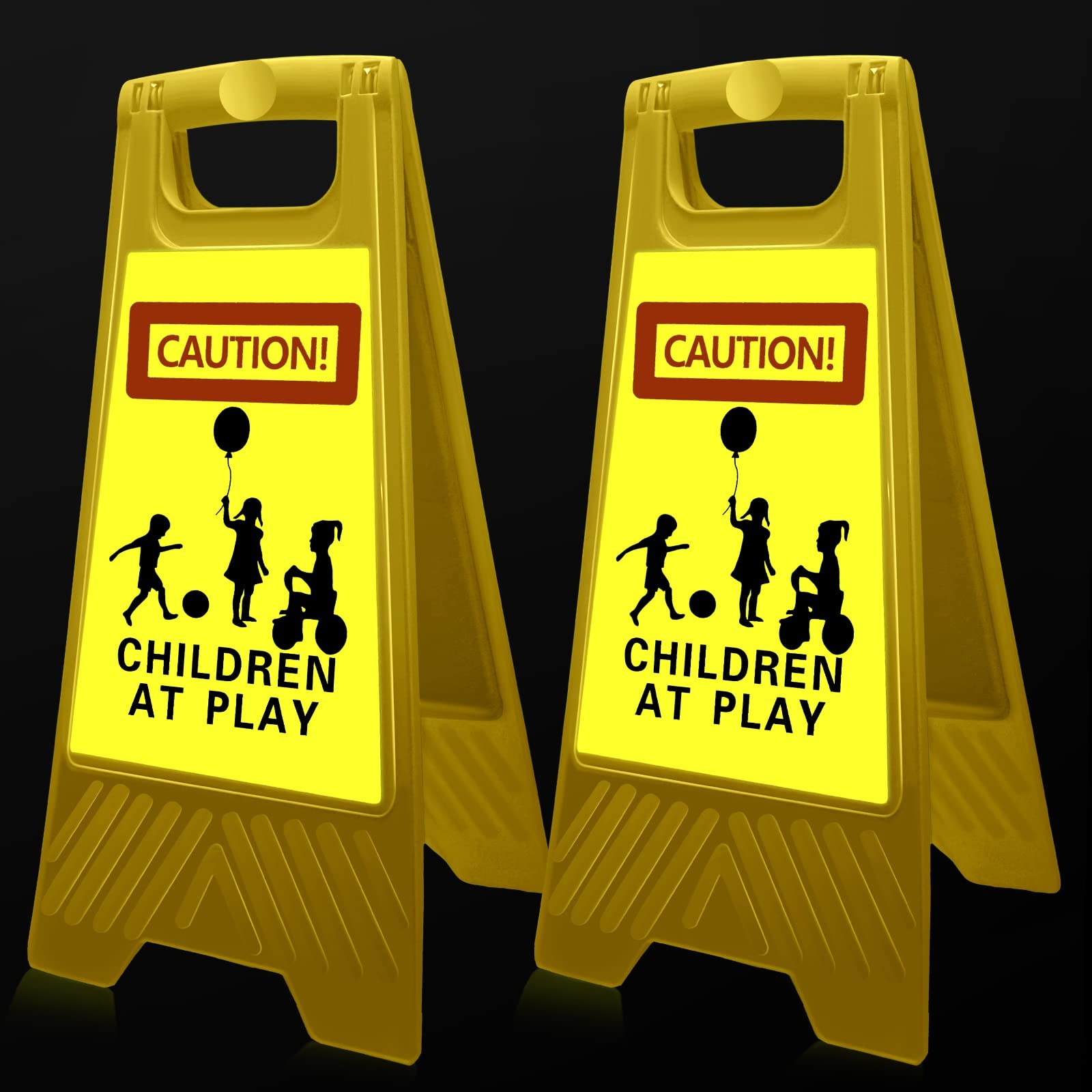 Reflective Kids Playing Sign Double Sided 24 Inch – Slow Down Safety for Streets