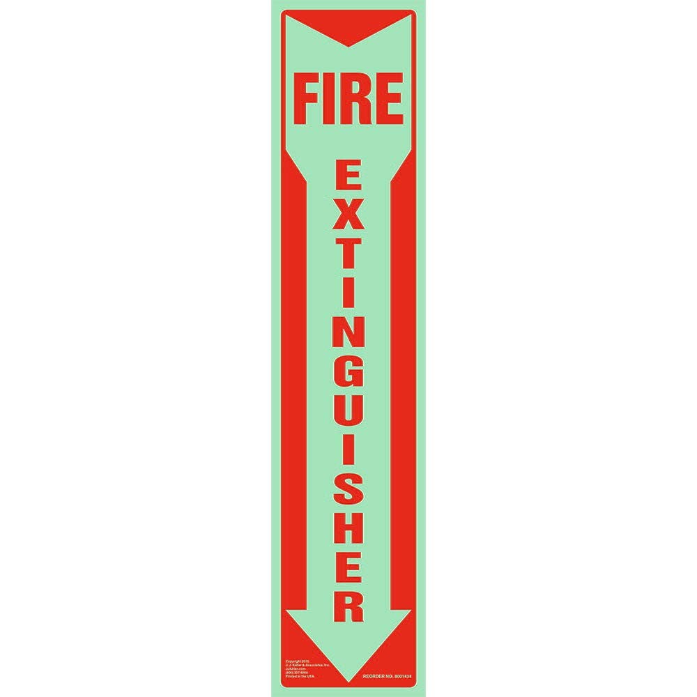 2-Pack 3×13.5″ Glow in The Dark “Fire Extinguisher” Self Adhesive Vinyl Sign