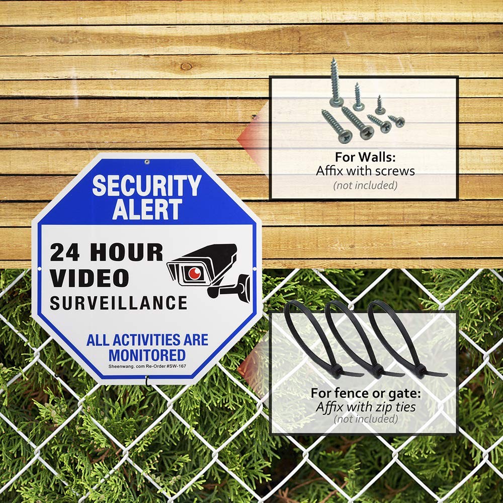 Sheenwang 2Pack Security Camera Sign, Video Surveillance Signs Outdoor, UV Pr…