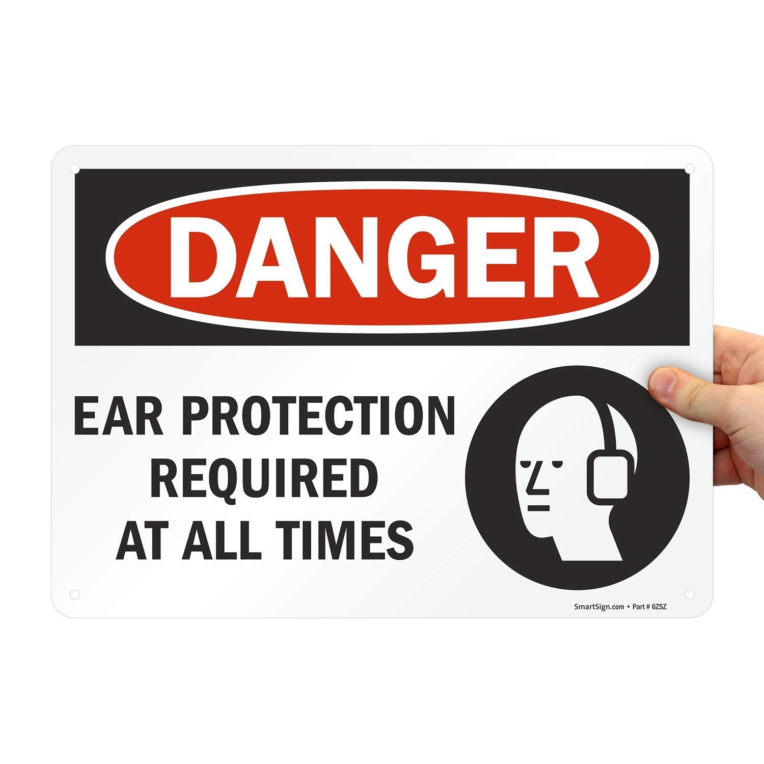 Danger Ear Protection Required OSHA Metal Sign 10×14 Inch Laminated Aluminum
