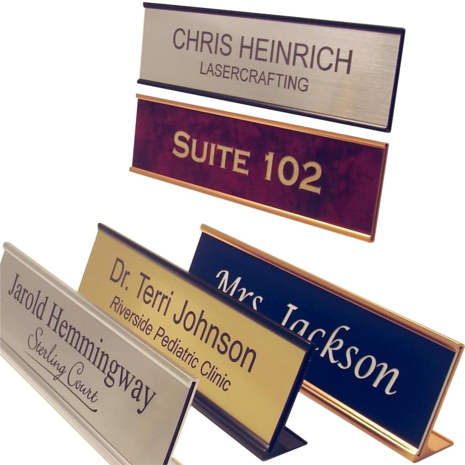 Office Name Plate Holder Fits Standard Wall Mount and Desk Top Name Plates