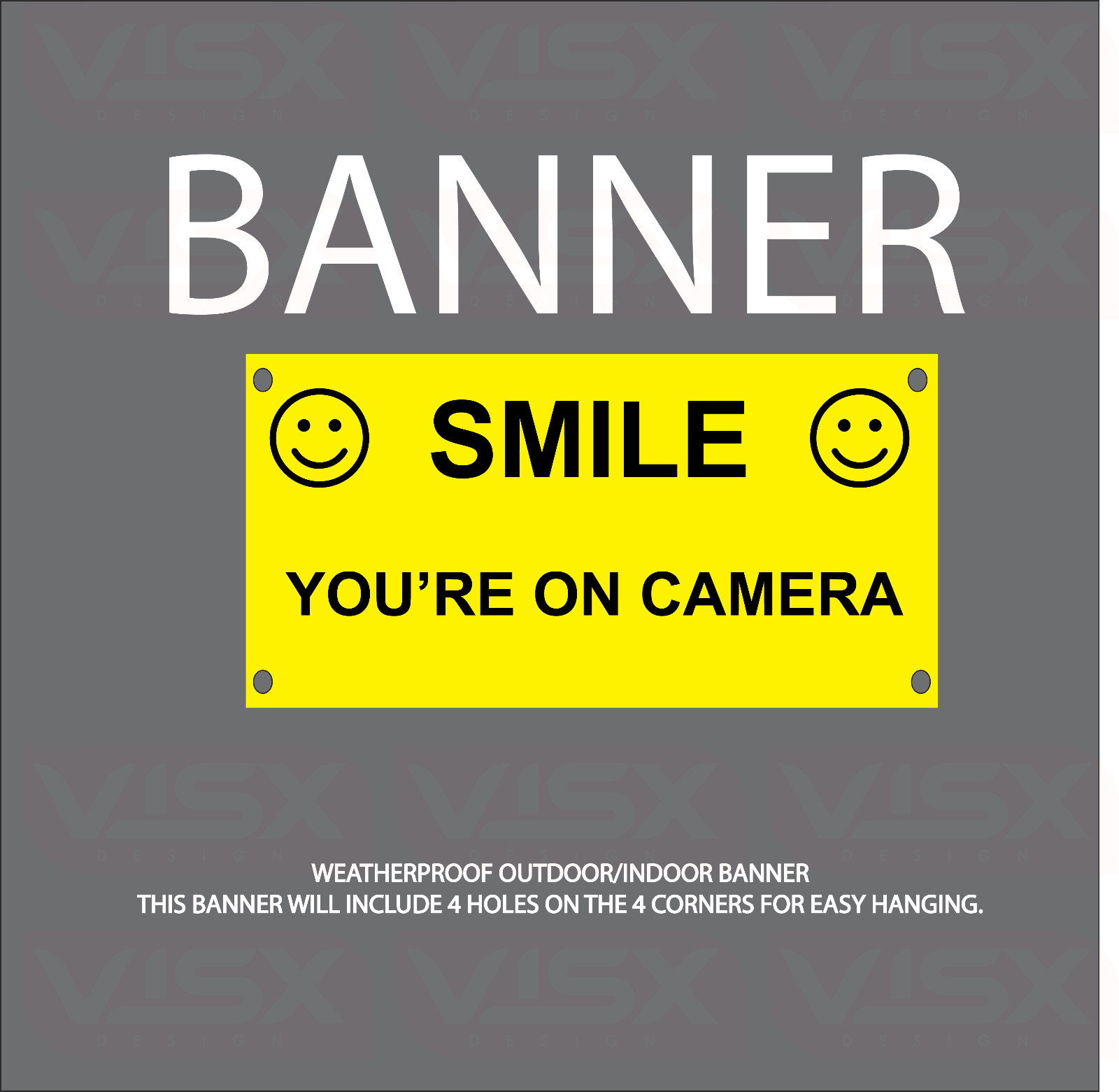 Smile you’re on camera VINYL Banner Flag Outdoor indoor Sign Safety Security