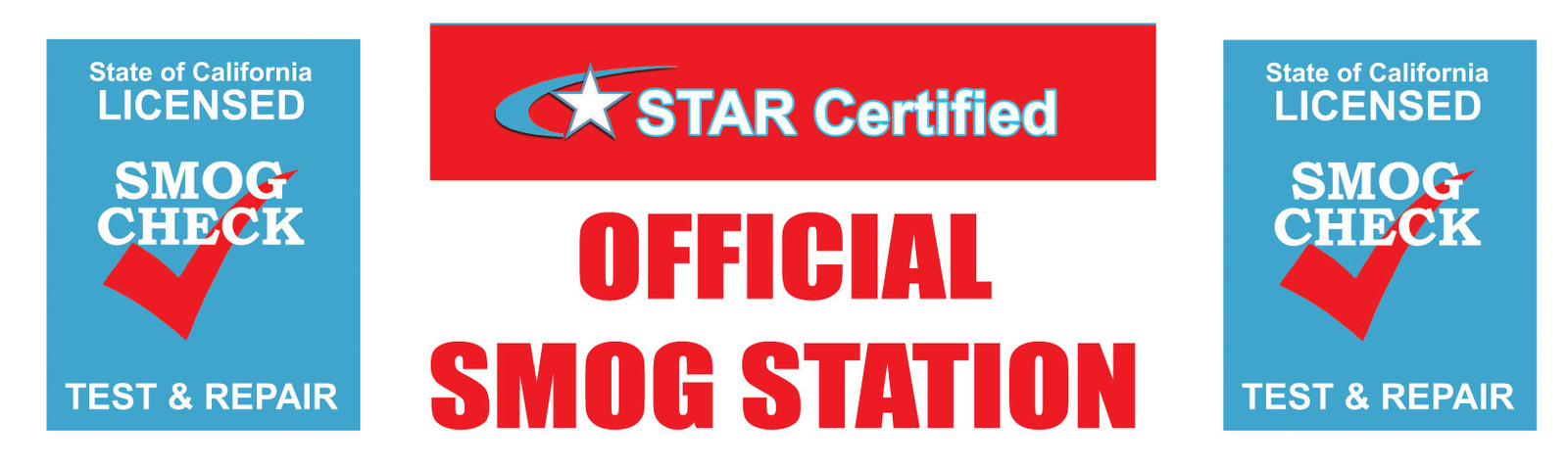 3ftx10ft Star Certified Smog Check Test and Repair Shield Vinyl Banner -alt flag