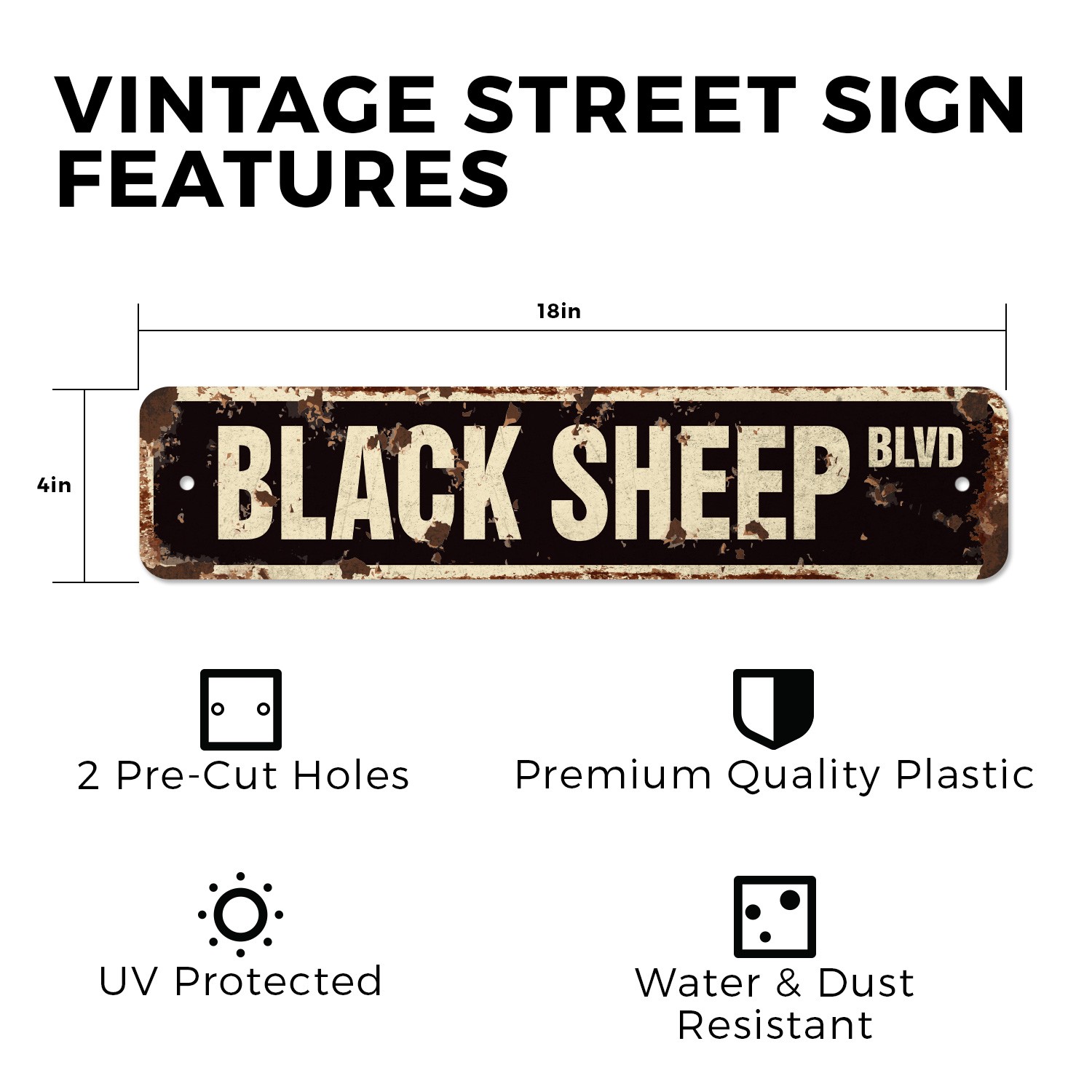 BLACK SHEEP Vintage Style Rustic Street Sign Metal family hip hop duo funny