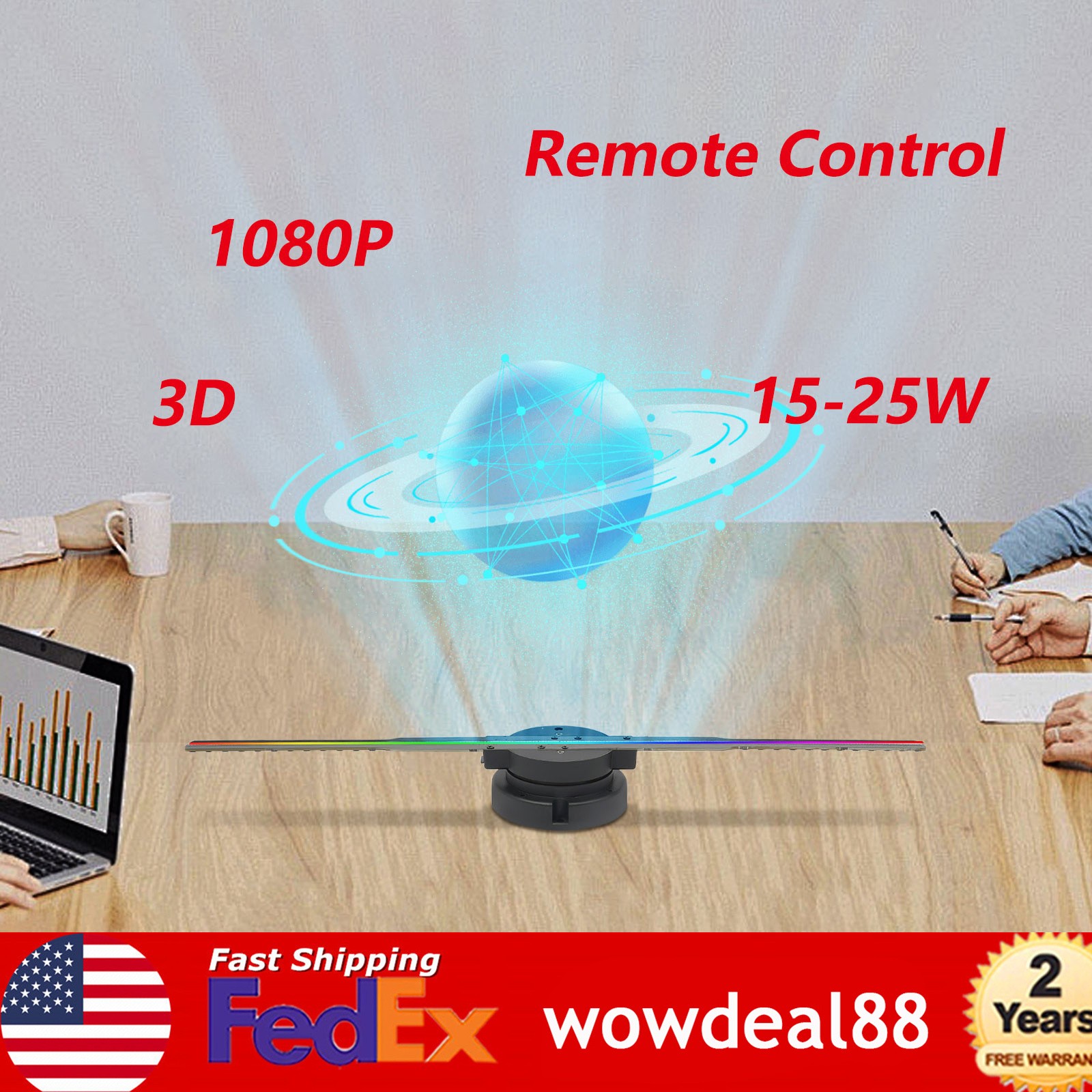 3D Effect Hologram Fan Projector w/ Remote Control 1024*244LED Advertising Sign