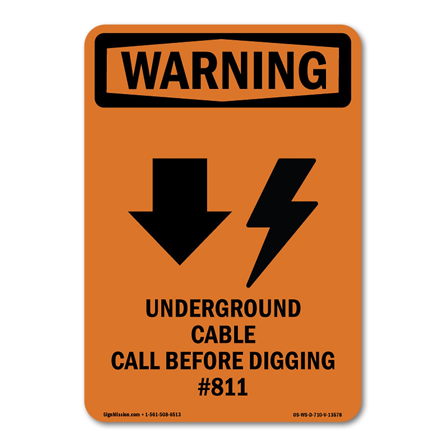 Underground Cable ANSI Warning Sign Metal Plastic Decal