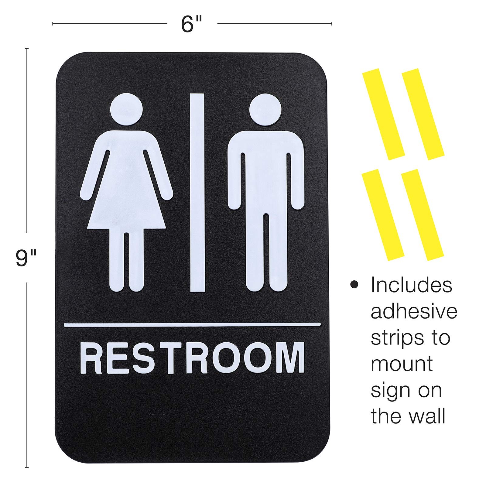 Plastic Restroom Sign: Easy to Mount with Braille (ADA Compliant), Great for …