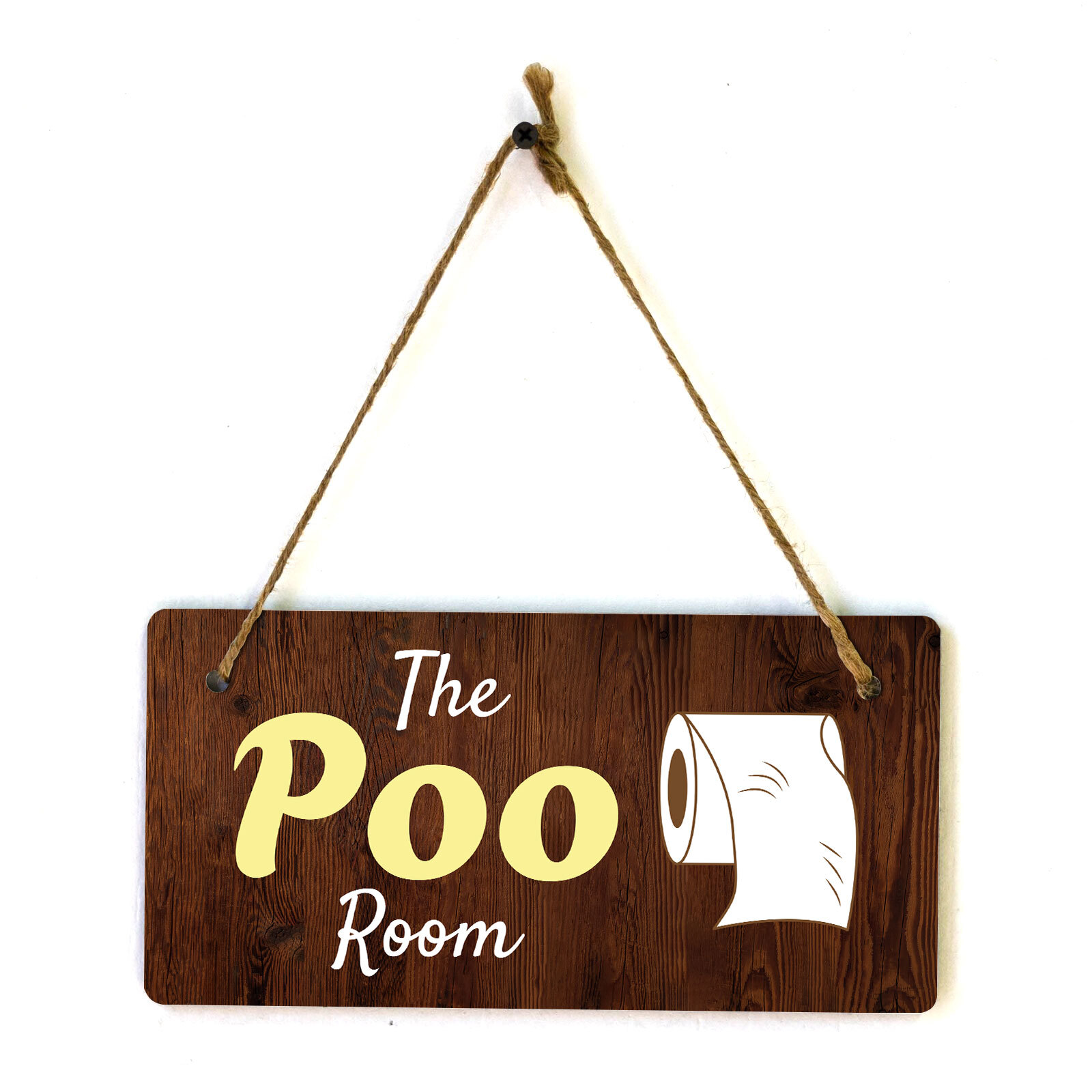 The Poo Room 5×10 Hanging Plus Wall or Door Sign | Funny Restroom Home Décor