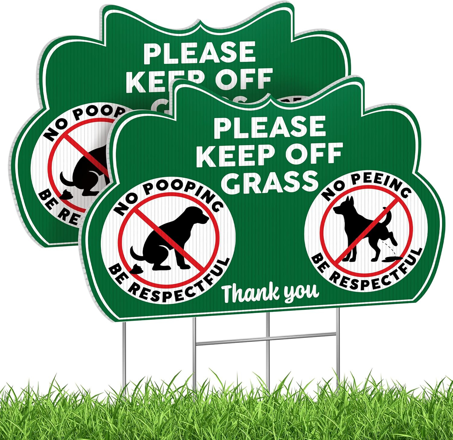 Keep off Grass Signs, 8 X 12 Inch Double Sided Corrugated Plastic, Stakes | No D