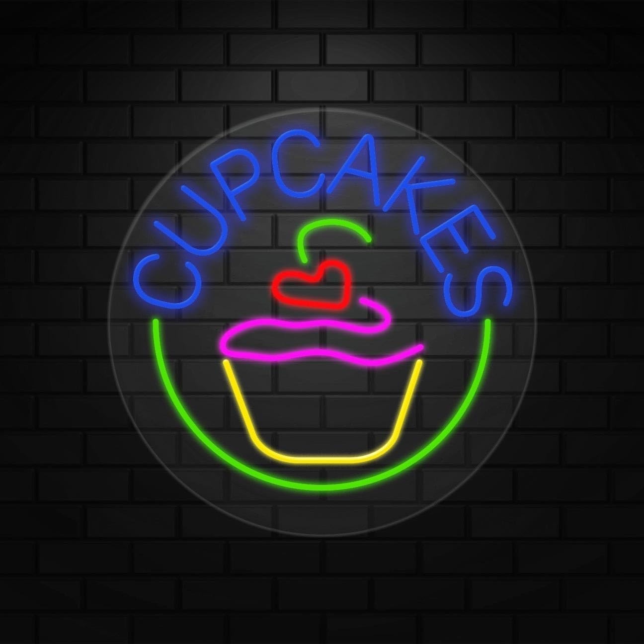 Cupcakes Sign for Retail Displays | LED Flex Neon | 18″W x 18″H x 1″D