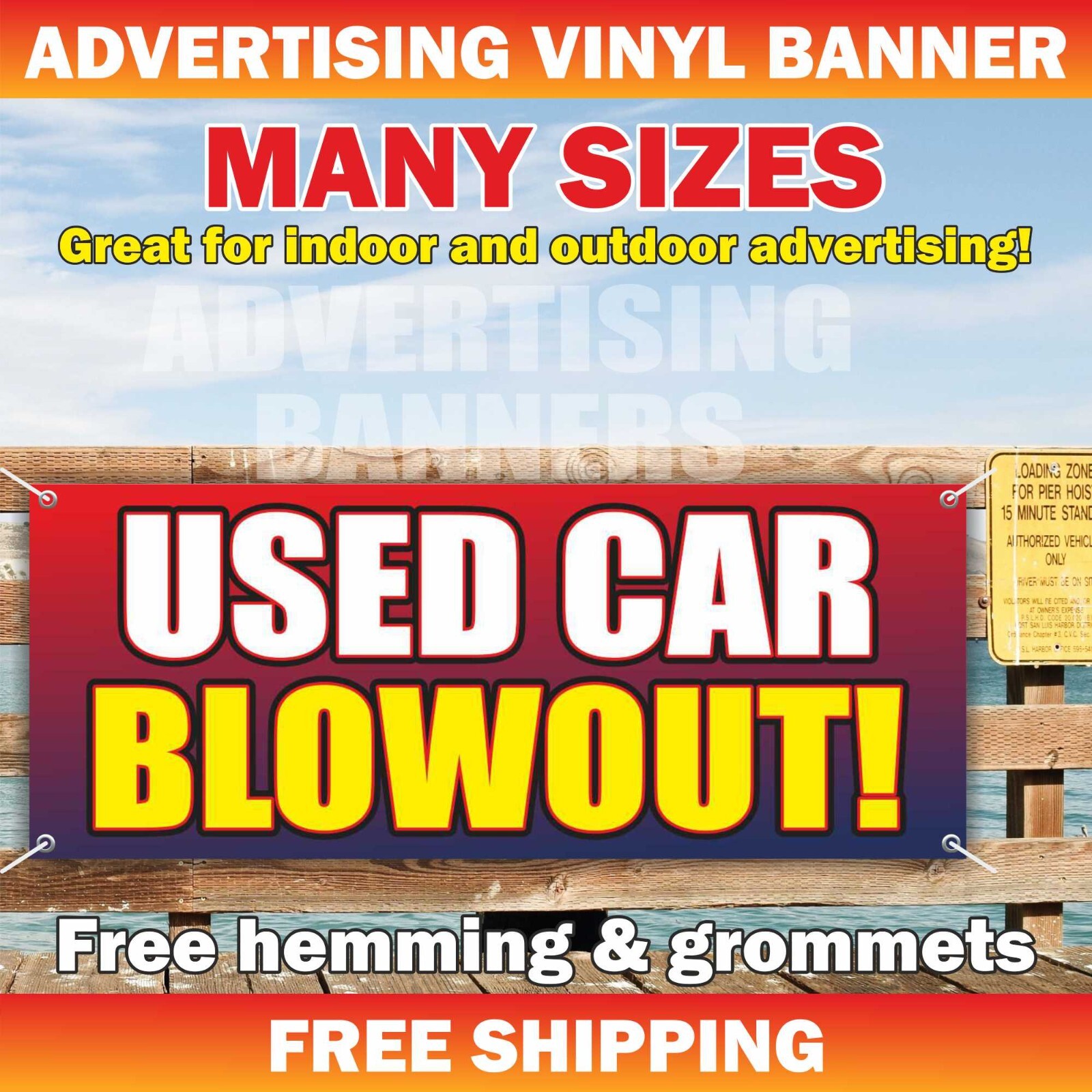 USED CAR BLOWOUT Advertising Banner Vinyl Mesh Sign sale service repair garage