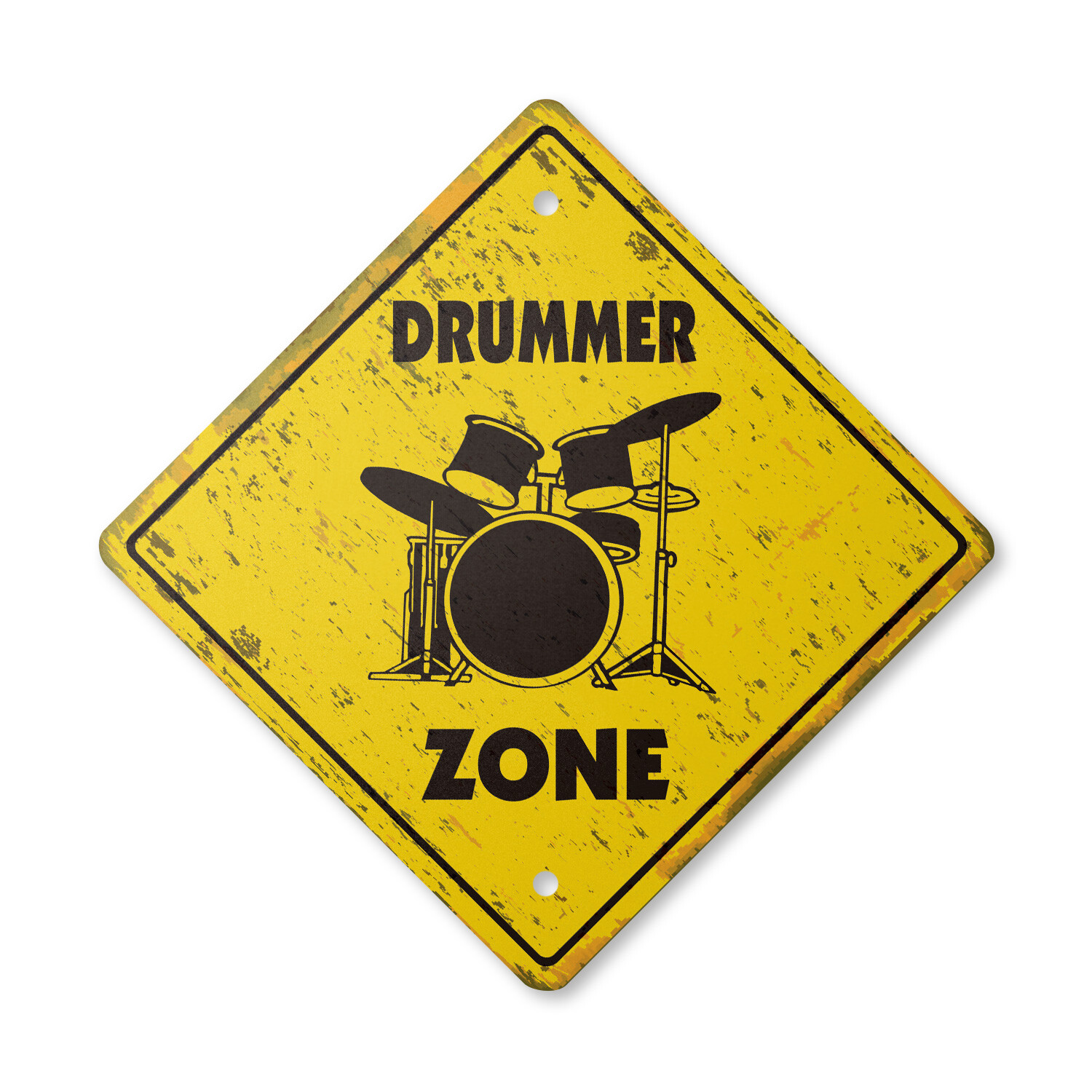 Drummer Vintage Crossing Sign Xing Plastic Rustic drum sticks musician band rock