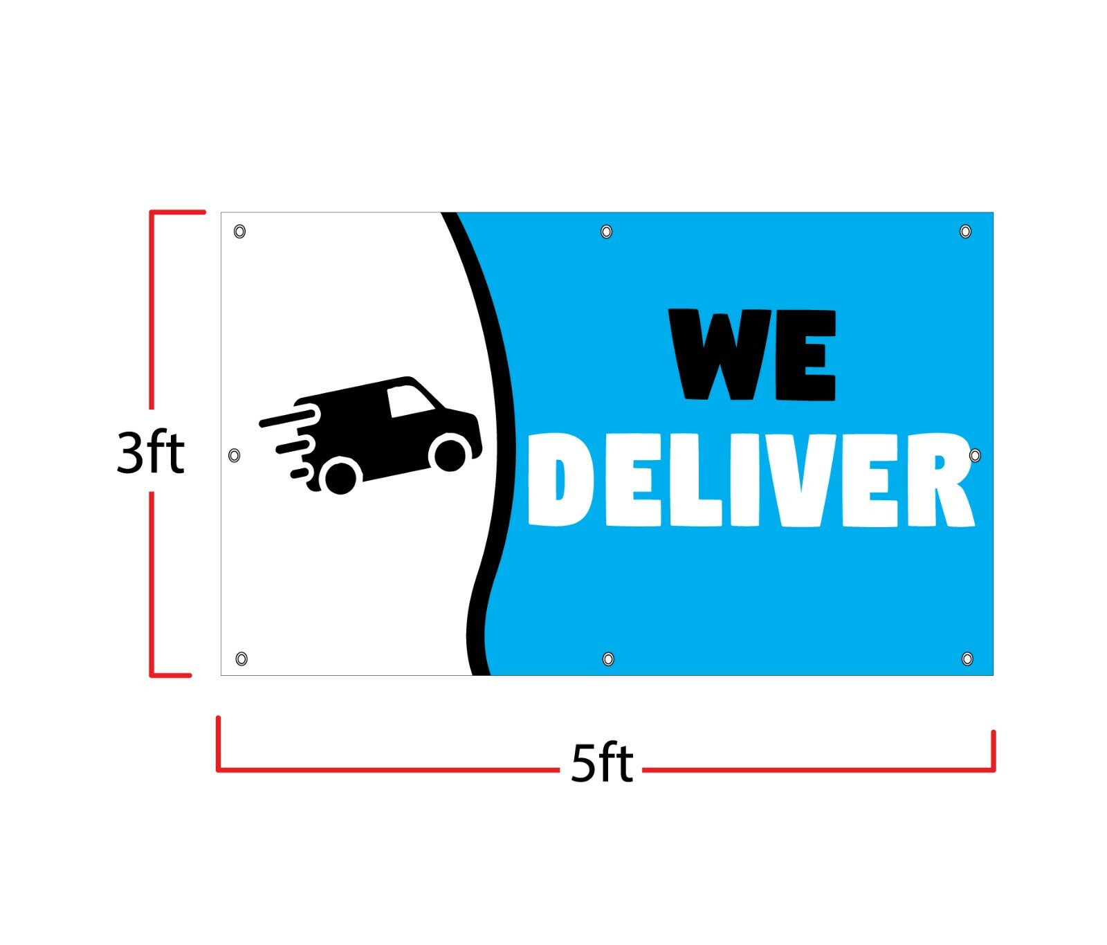 We Deliver Vinyl Banner 3×5 Heavy Duty Sign w/ Grommets Delivery Sign Essential