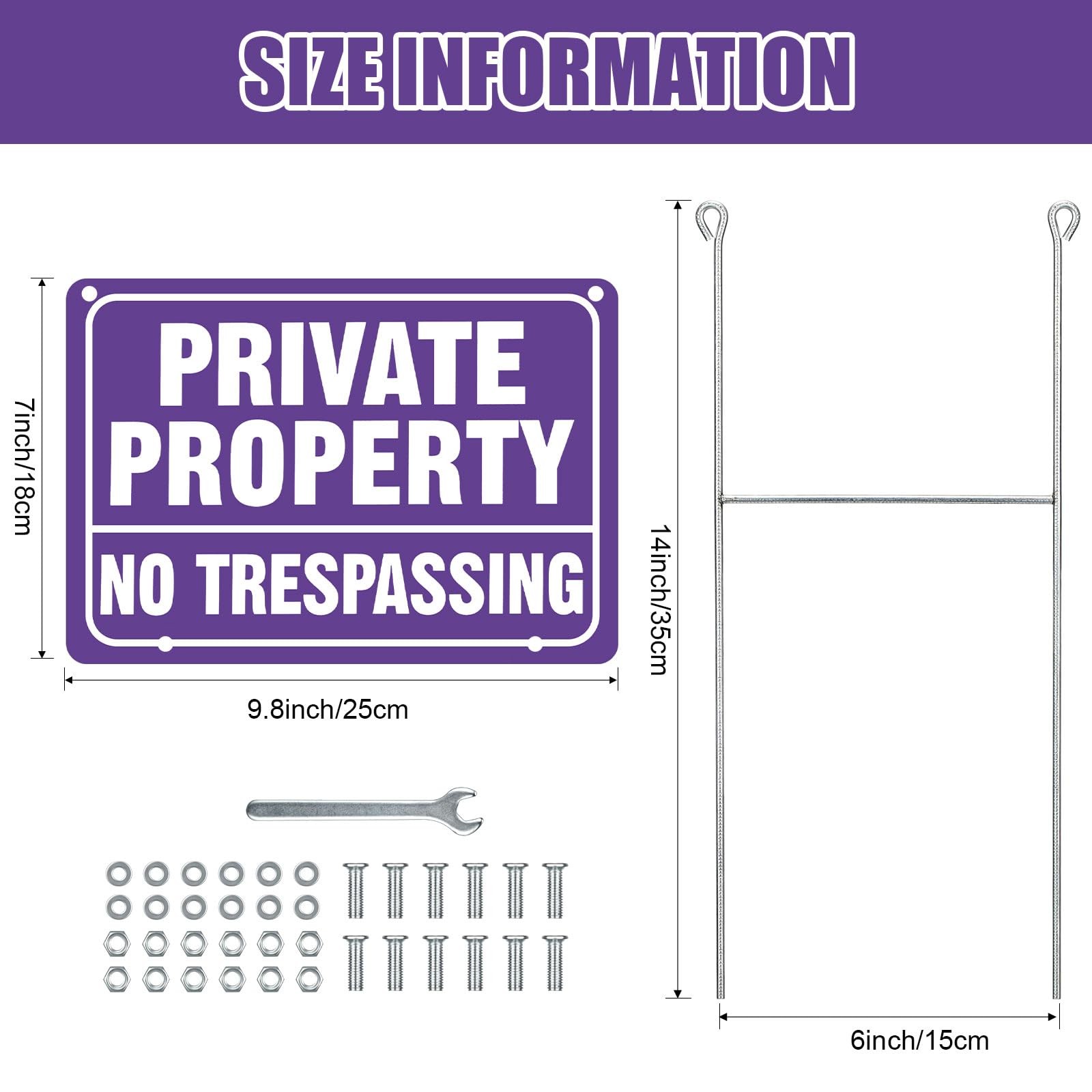 Zonon 6 Pack Metal No Trespassing Sign 12 x 8 Inch Private Property Word H