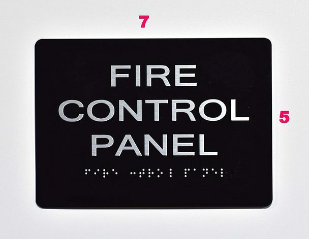 FIRE Control Panel Sign With Braille and Raised Letters (Aluminum, Black 5×7)