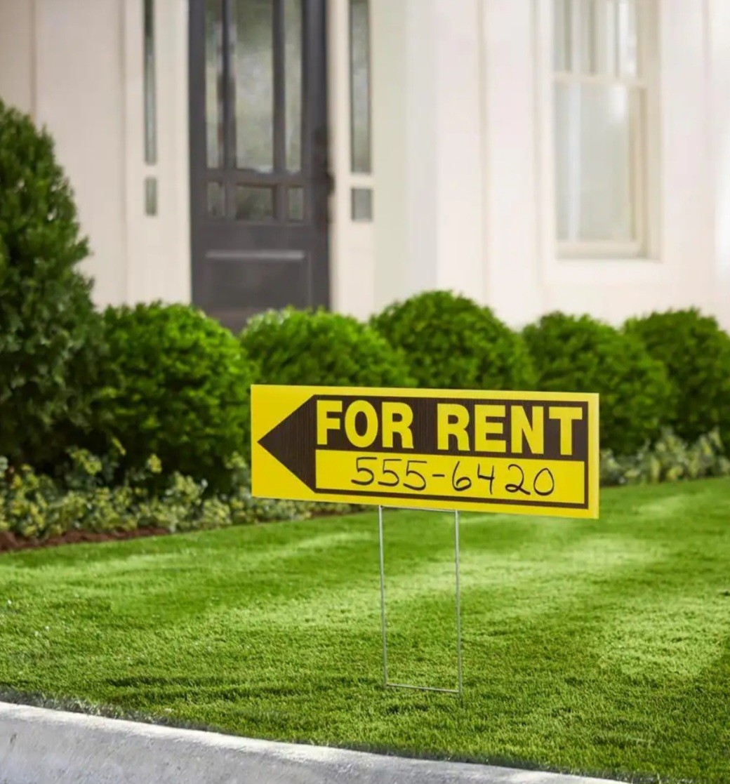 Everbilt Plastic Yellow 6″ X 24″ For Rent Sign w/Metal Stake Holder