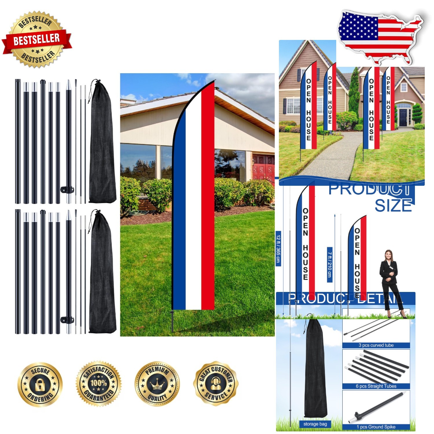 12ft Swooper Flag Pole Kit (2 Sets) – Portable, Durable, Tear Resistant Outdo…