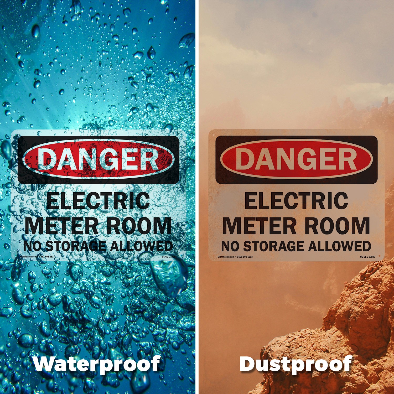 Electric Meter Room No Storage Allowed OSHA Danger Sign Or Decal – 5 or 10 Pack