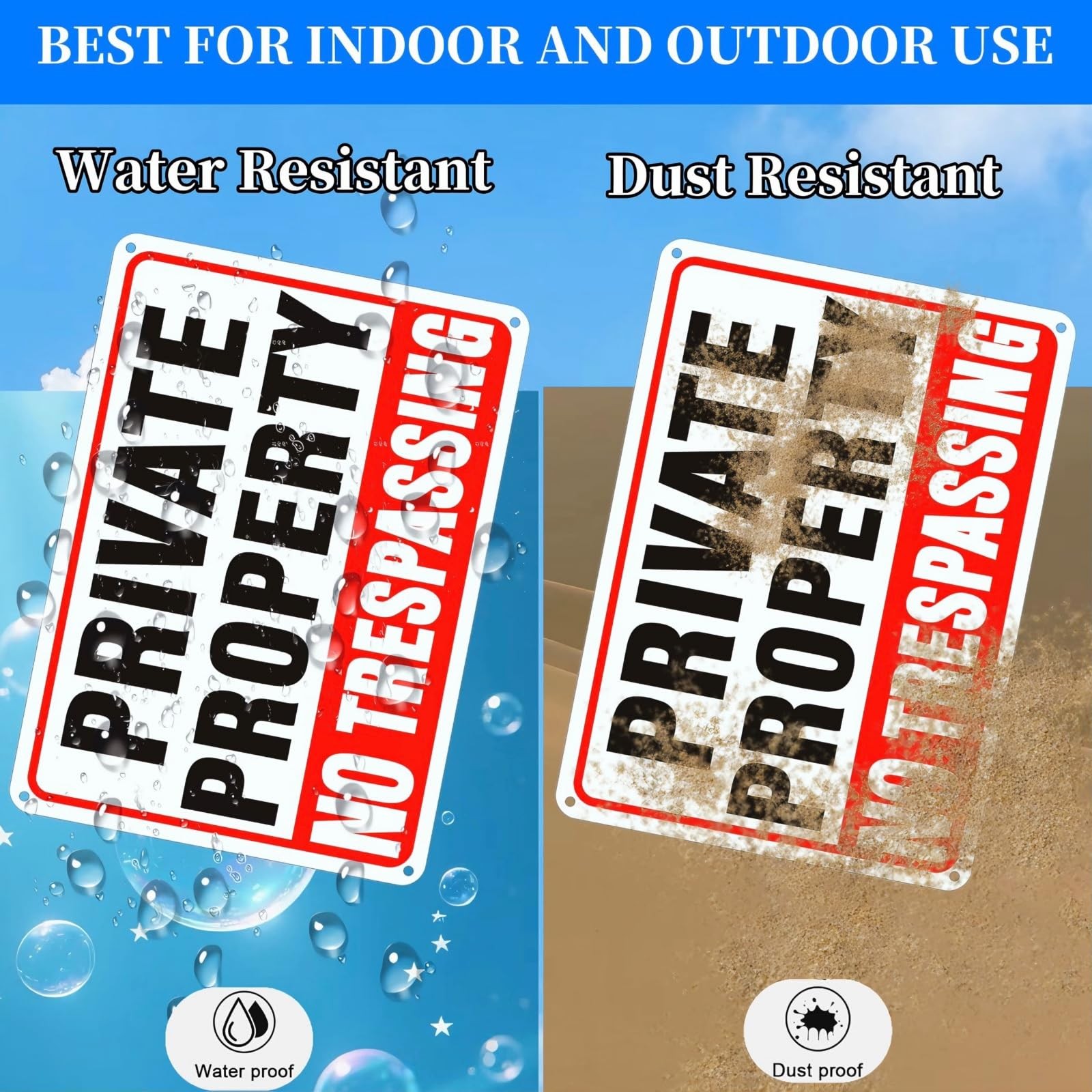No Trespassing Signs Private Property (4-Pack), 10×7 Inch Reflective Rust-Proof