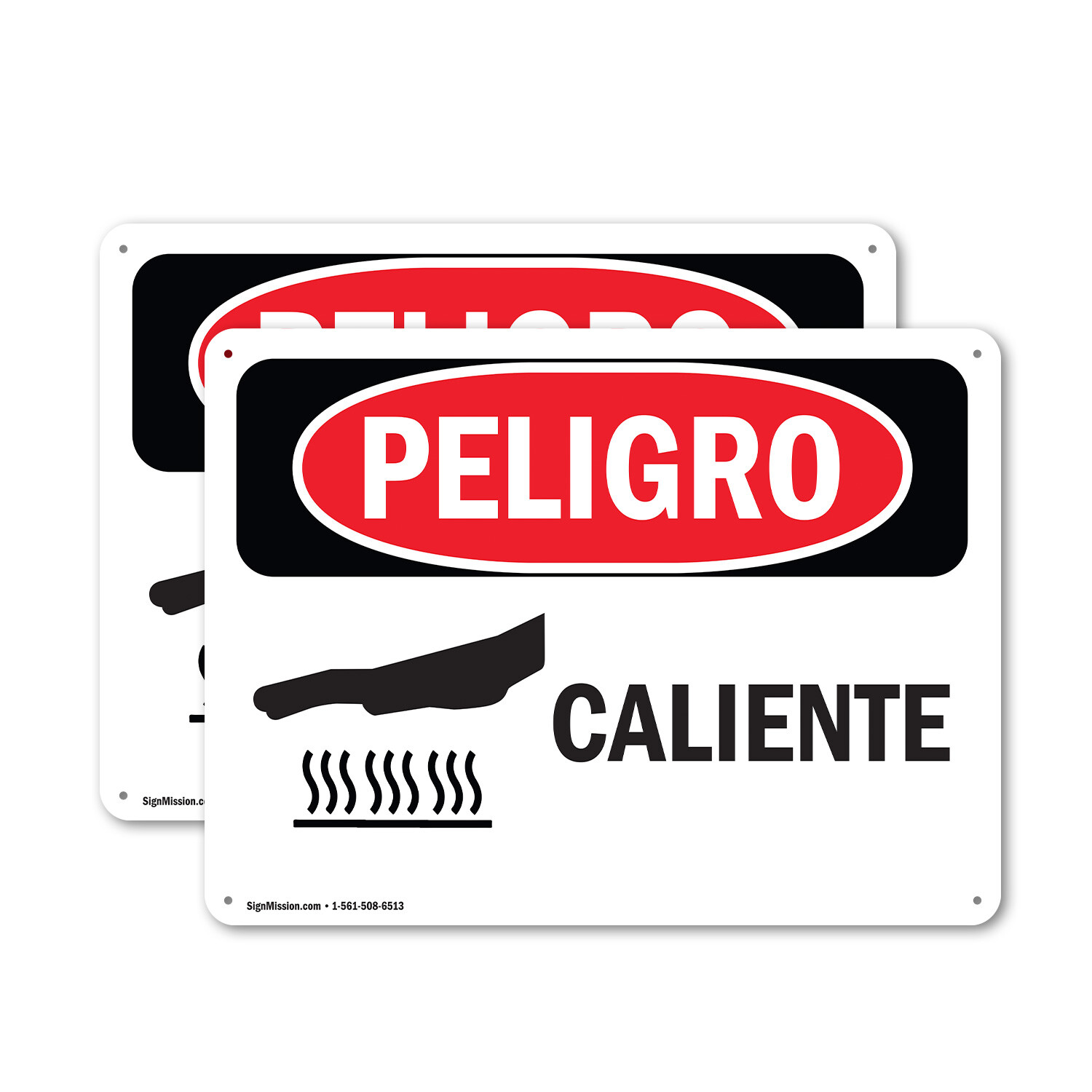 (2 Pack) Hot Spanish OSHA Danger Sign Decal Metal Plastic