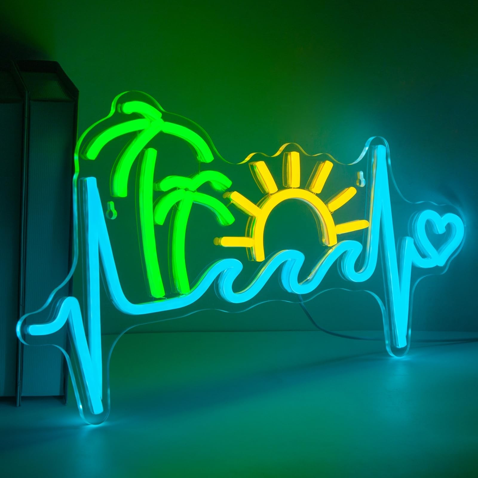 Tropical Sunset Neon Sign, Dimmable Palm Tree Sunrise Wave LED Neon Lights fo…
