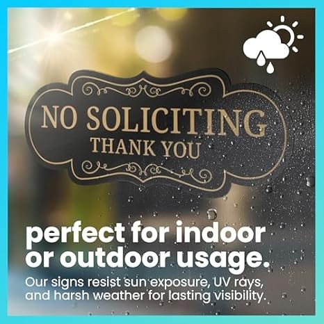 ExcelMark Small No Soliciting Sign – Made in the USA (2″x5″, Black/Gold)