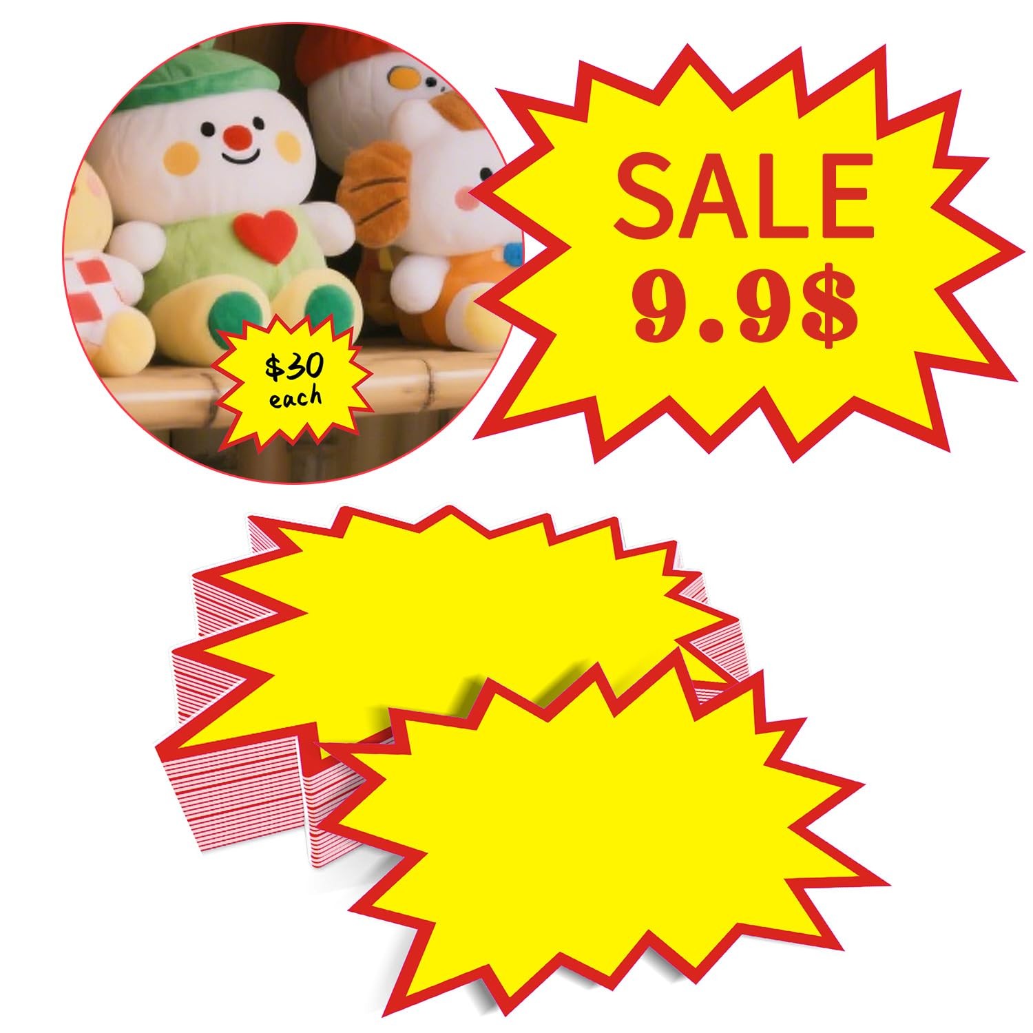 200 PCS Blank Star Shape Retail Sale Signs 4.33 x 3.55 Inch Sale Price Tags for