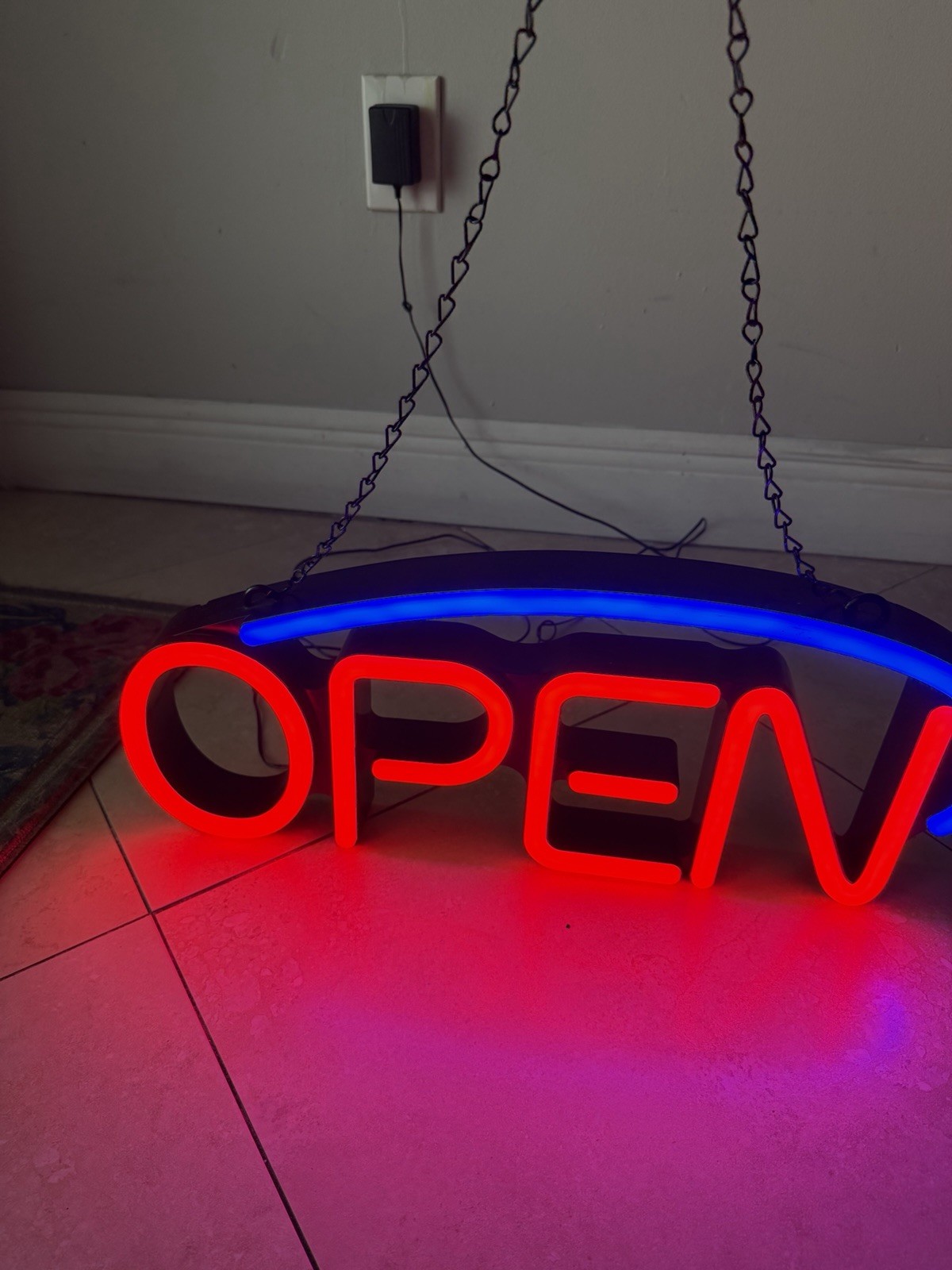 Open Sign For Business LED Neon 22 X 7.5 X 2 Inches Thick Light Bright Sign