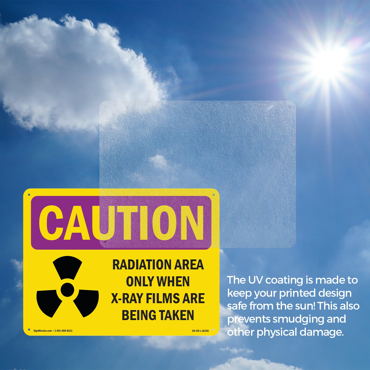 Radiation Area Only When X OSHA Caution Radiation Sign Or Decal – 5 or 10 Pack