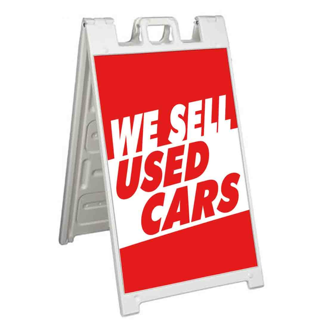 WE SELL USED CARS Signicade 24×36 Aframe Sidewalk Sign Banner Decal DEALERSHIP
