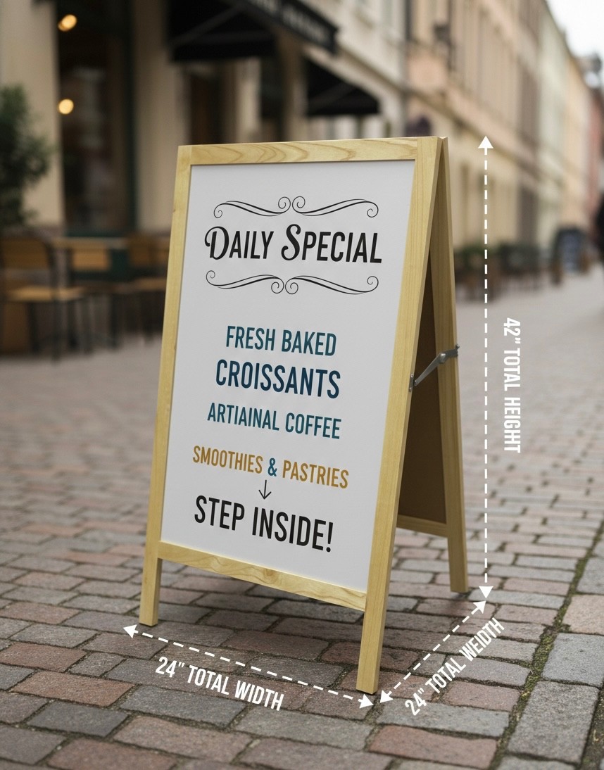 A Frame Sign / Sidewalk Sign- Heavy Solid Wood, Indoor Or Outdoor.