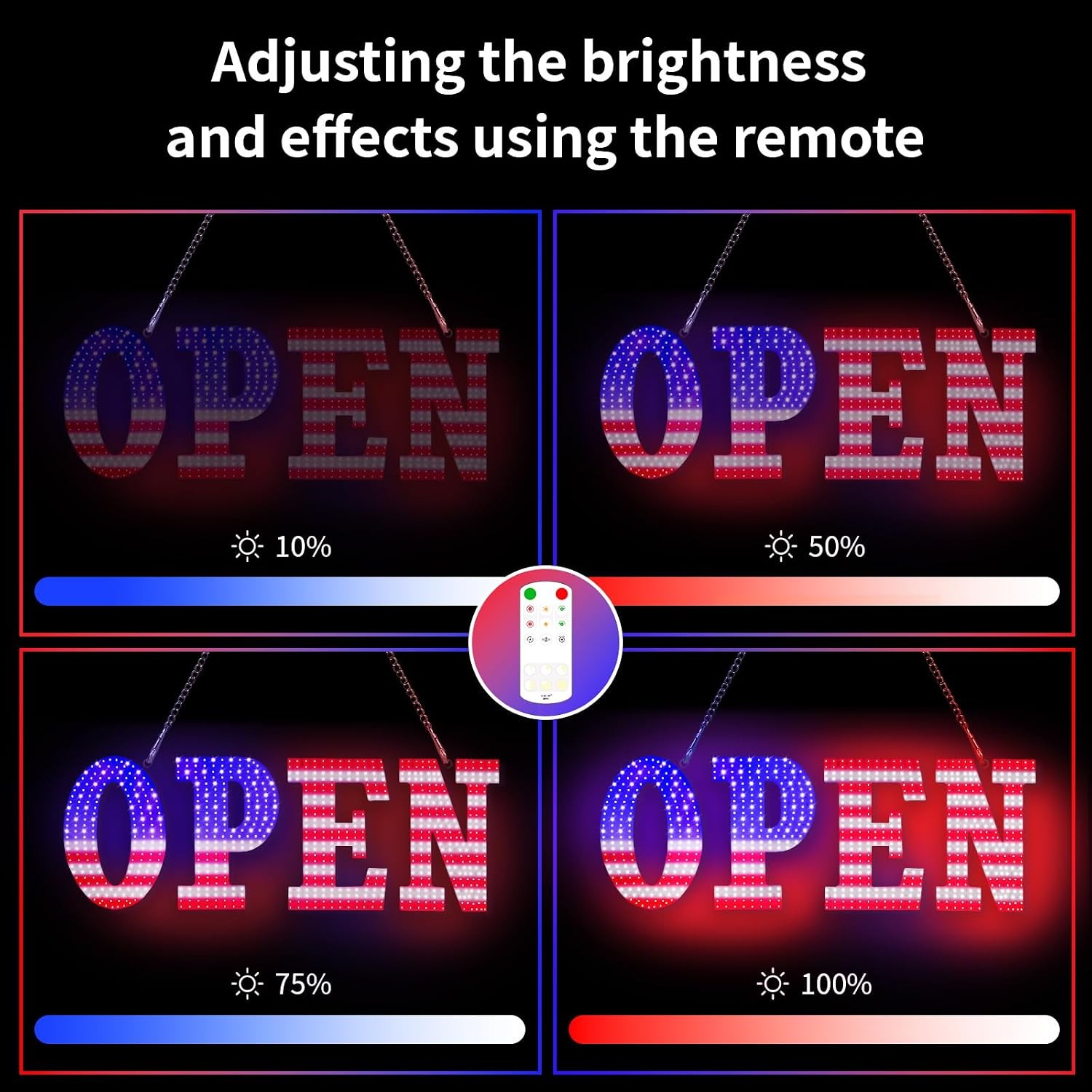 Hetaijie 30×10 LED Open Sign, 12 Modes, Adjustable Brightness