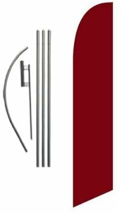 Solid Burgundy 15ft Feather Banner Swooper Flag Kit – INCLUDES 15FT POLE KIT…