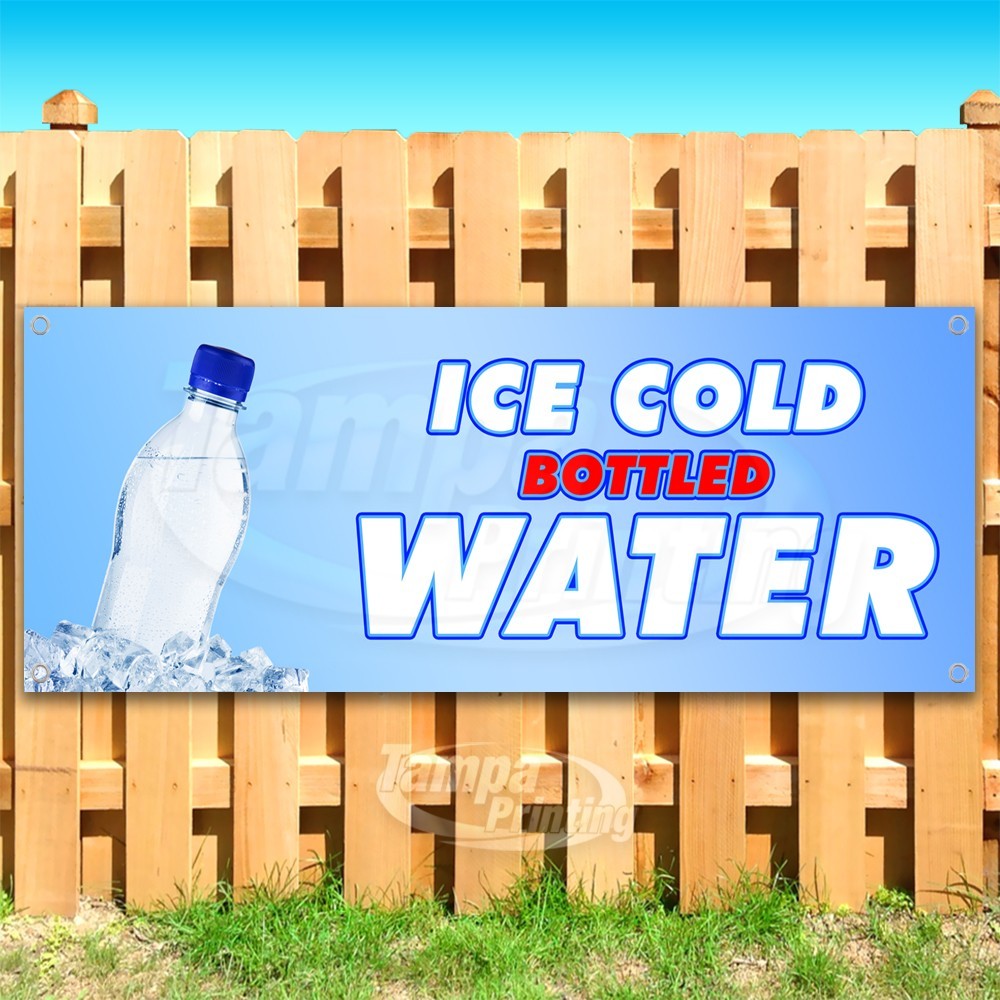 ICE COLD BOTTLED WATER Advertising Drinks Vinyl Banner Flag Sign USA SB10678