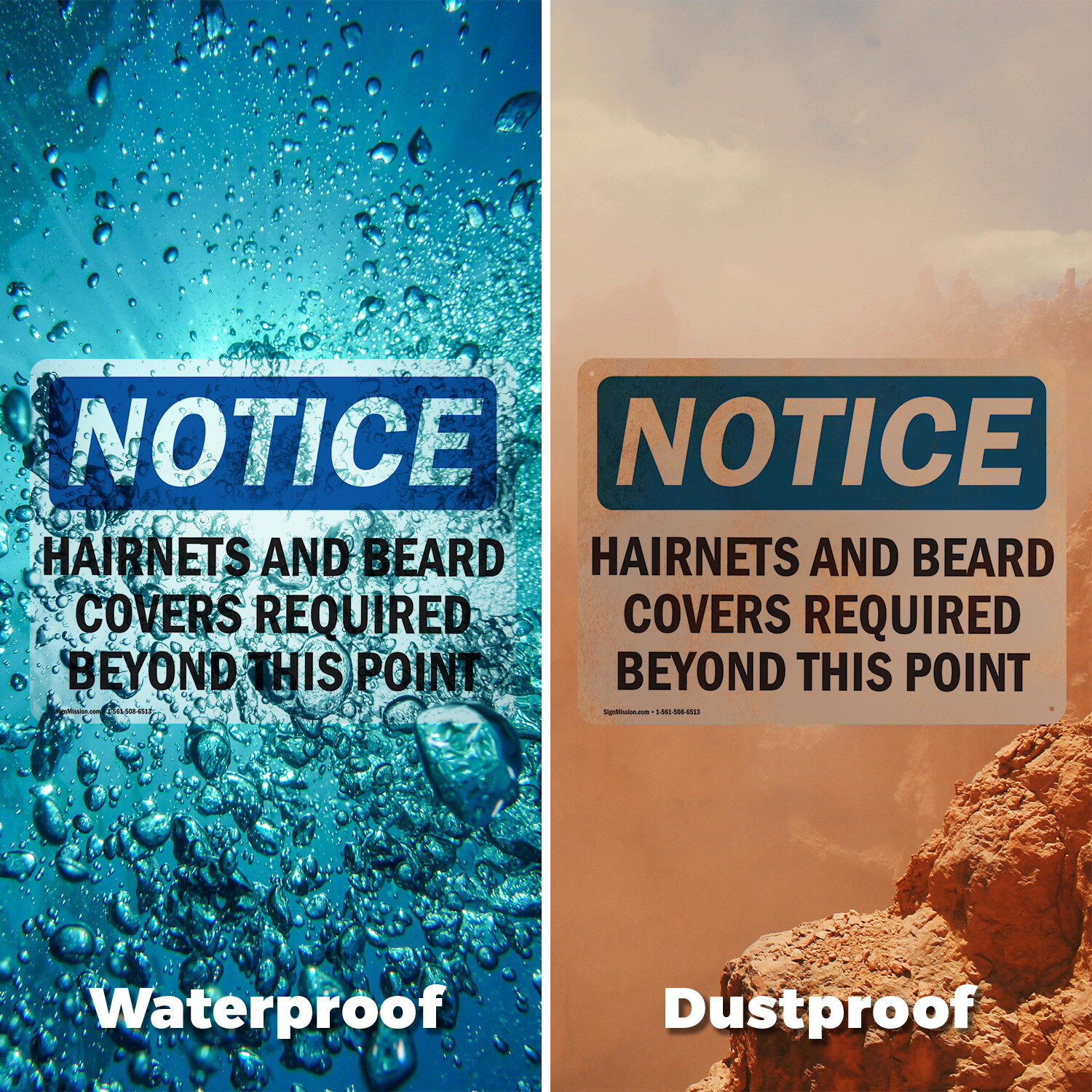 (2 Pack) Hairnets And Beard Covers Required Beyond OSHA Notice Sign Decal Metal