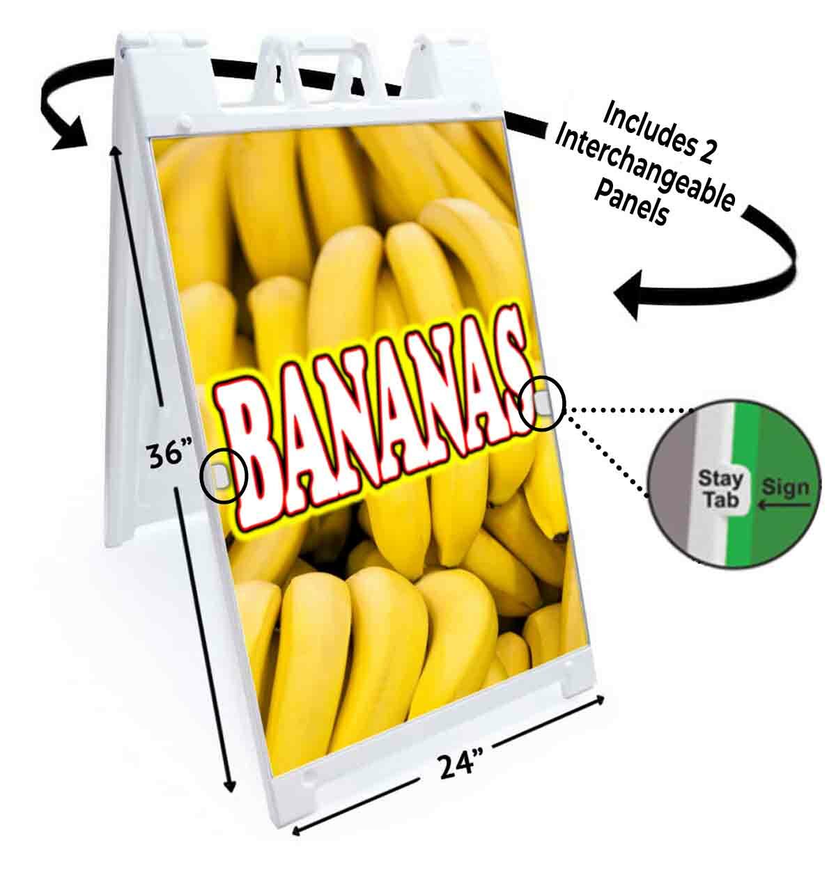 BANANAS Signicade 24×36 Aframe Sidewalk Sign Banner Decal FRESH FRUIT PRODUCE