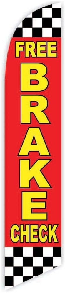 Free Brake Check Feather Flag 12ft x 2.5ft Auto Repair Banner Sign No Pole New