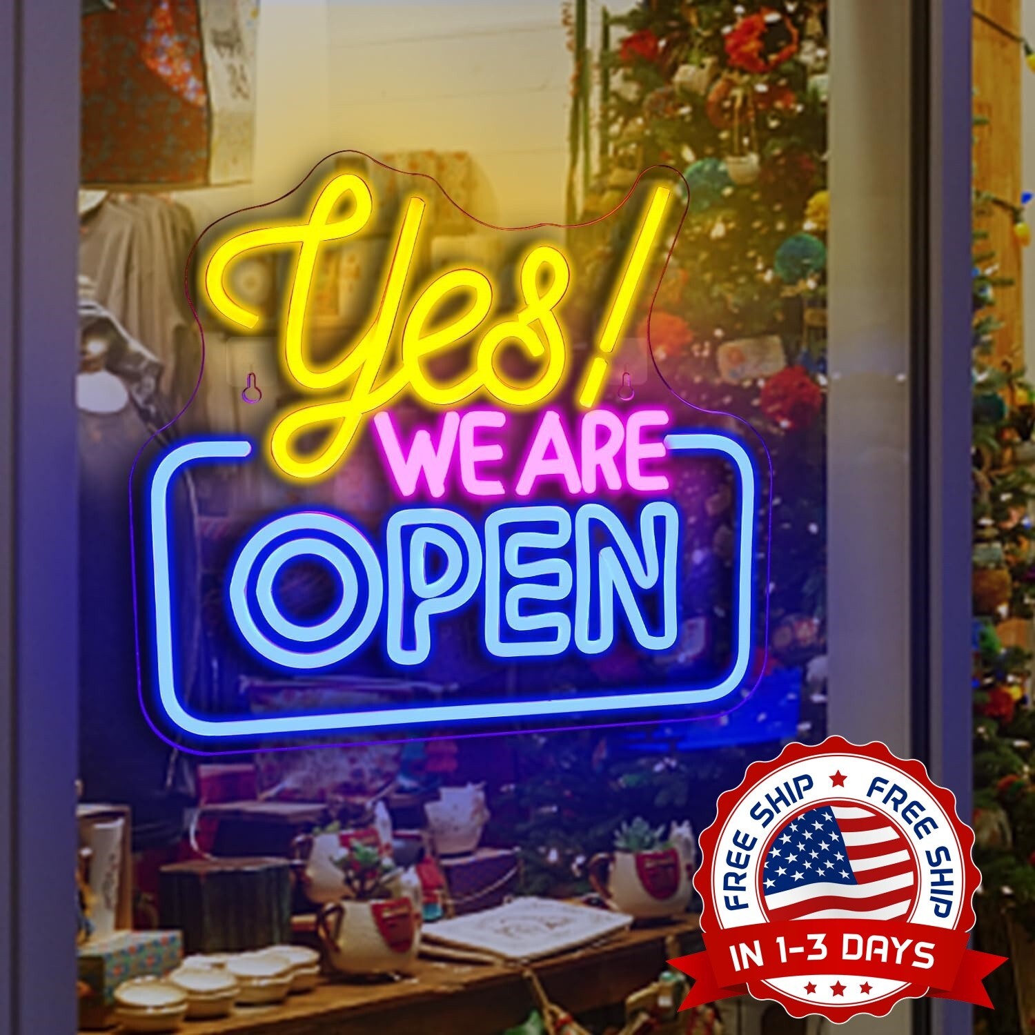 Letreo De Neon Open De 13.4×11 Pulgadas Para Negocio Tienda Restaurante Cafe Bar