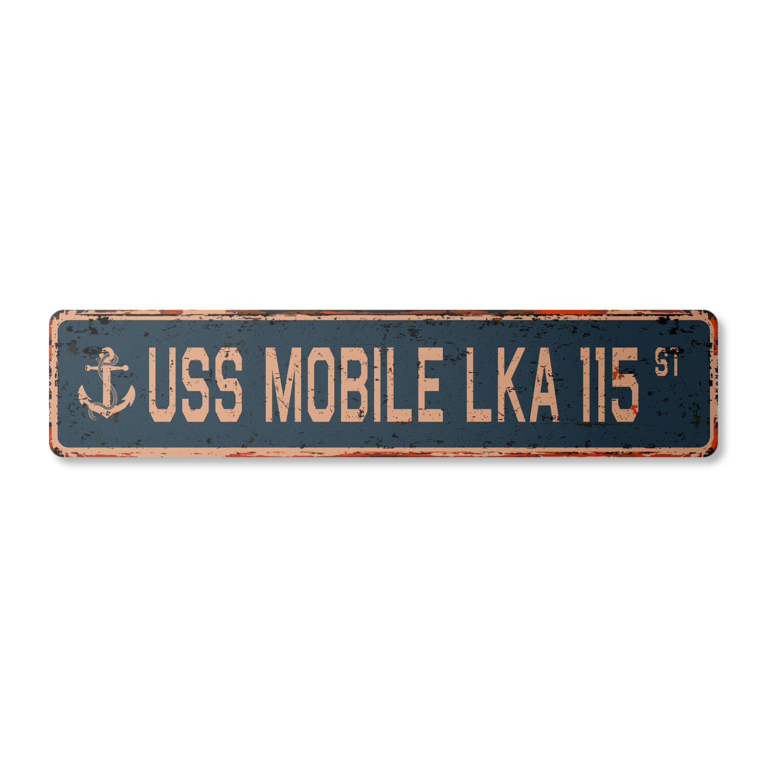USS MOBILE LKA 115 Vintage Street Sign us navy ship veteran sailor rustic gift