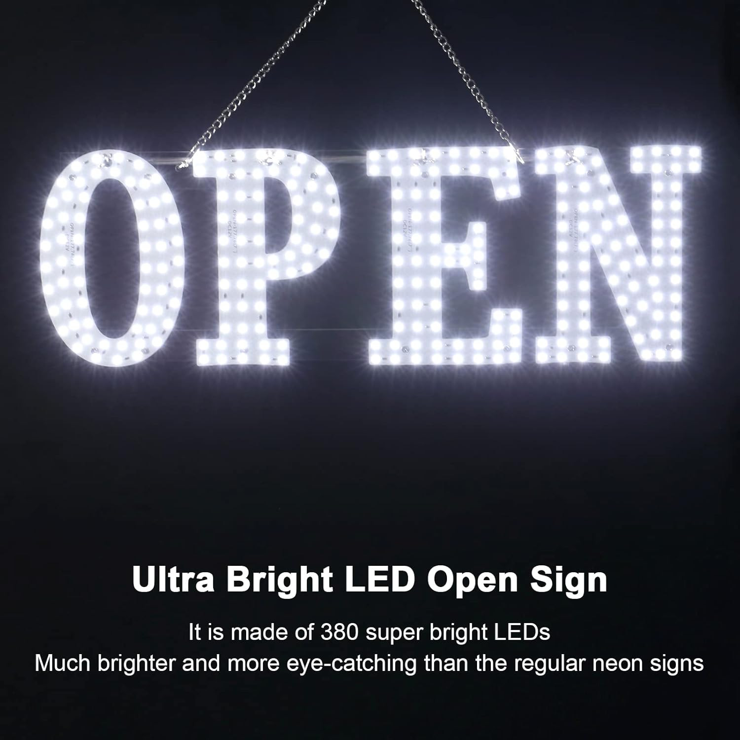 30″X10″ LED Open Sign with Remote, 10 Brightness Levels for High Visibility