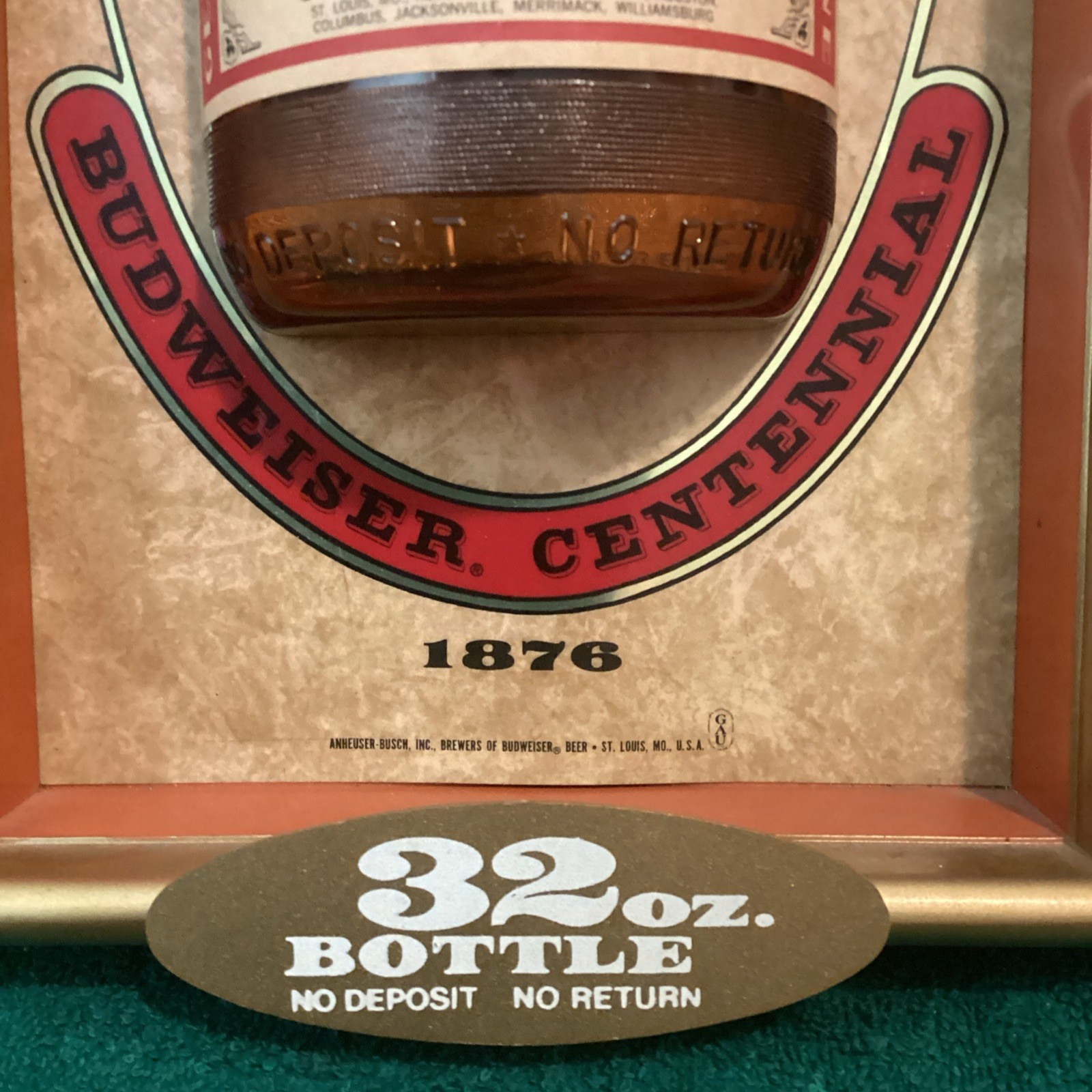 Budweiser Centennial Sign Store Display vintage beer bottle 32oz Bottle