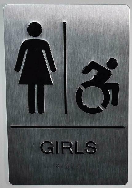 Girls accessible Sign 6×9 Sign -( Silver,6×9)-REF24-1027