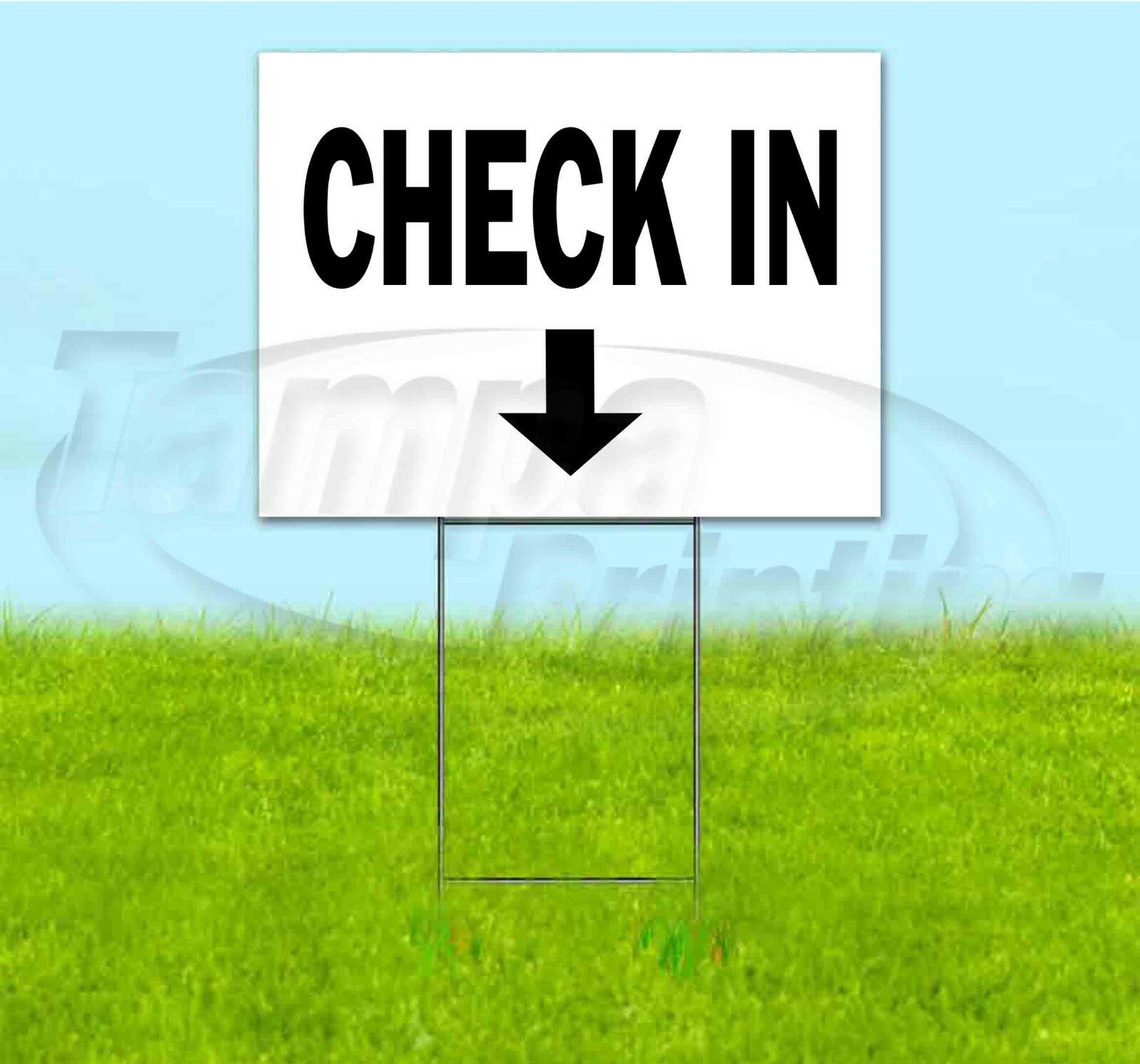 CHECK IN ARROW 18×24 Yard Sign WITH STAKE Corrugated Bandit DIRECTIONAL