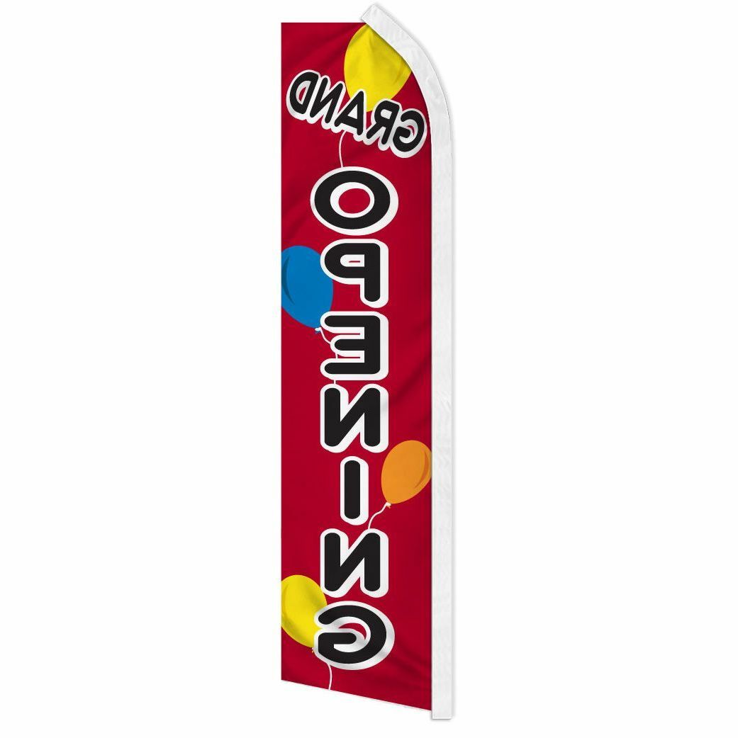 “GRAND OPENING” advertising super flag swooper banner business balloons welcome