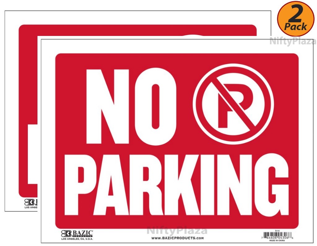 2 Pack, No Parking Sign 9″x12″ Durable Plastic, Weatherproof, Bright Visible