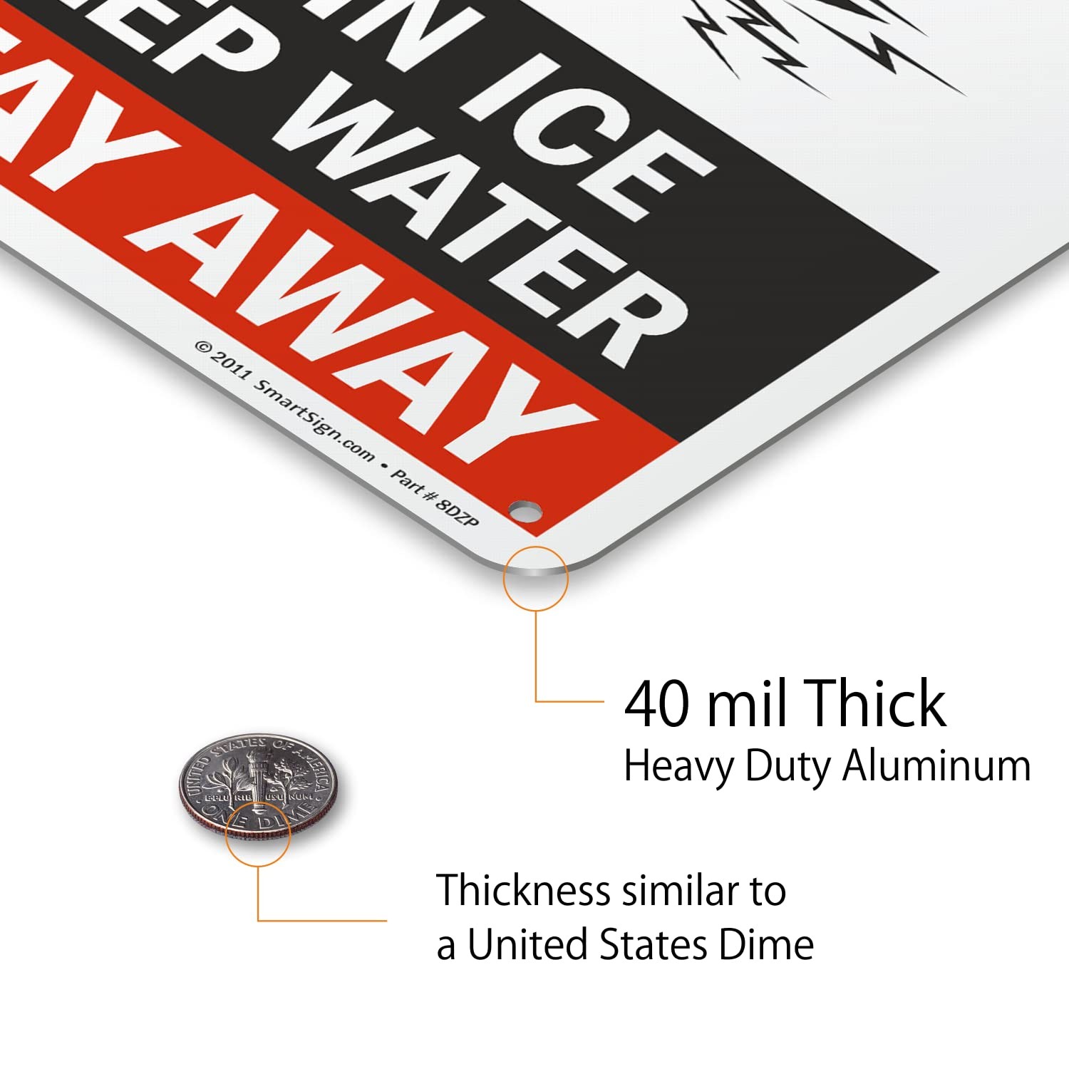 Danger Thin Ice Deep Water Stay Away Sign 10×7 Durable Aluminum Safety Sign